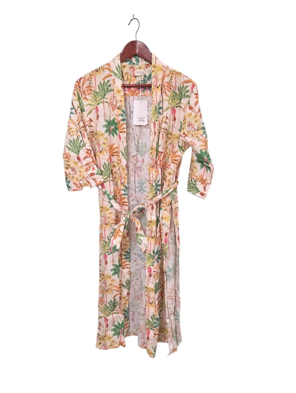 The Lazy Poet Lola kimono robe is made of linen vibrant tropical Womens M/L New